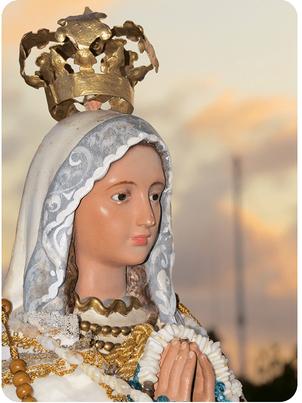 The Virgin Mary is honored as the patron saint of fishermen. The Virgin Mary is honored as the patron saint of fishermen.