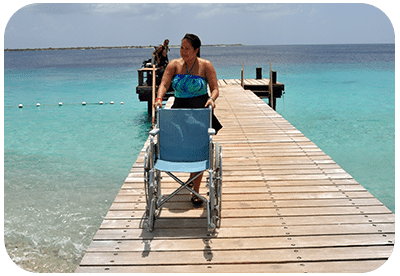 Some docks at dive facilities are wheelchair accessible. Some docks at dive facilities are wheelchair accessible.