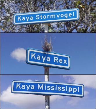 Street names of Playa Pabou on Bonaire., Street names of Playa Pabou on Bonaire.,