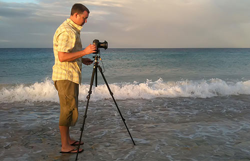 Andrew Jalbert, photographing on Bonaire. Andrew Jalbert, photographing on Bonaire.