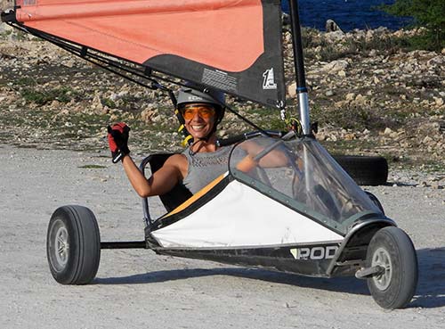 The famous Blokart Grin, at Bonaire Landsailing Adventures. The famous Blokart Grin, at Bonaire Landsailing Adventures.